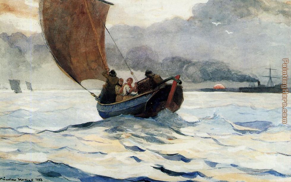Returning Fishing Boats painting - Winslow Homer Returning Fishing Boats art painting